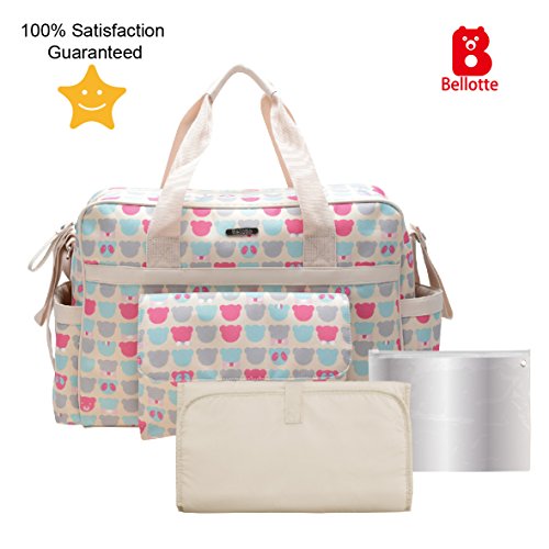 Bellotte Diaper Tote Bags - Multi-Function Waterproof Travel Tote Bag Nappy Bags for Baby Care with Stroller Straps