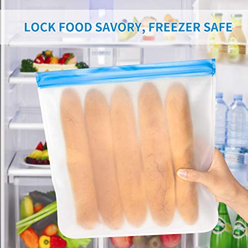 Reusable Gallon Bags - 5 Packs 1 Gallon Freezer Bags Bread Box Large Capacity Ziplock Bags, Leakproof BPA Free Extra Large Storage Bags for Marinate Sandwich, Snack.
