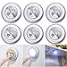 ledmomo 6pcs Stick-On LED Push Light Battery Powered 3-LED Night Lamp for Closets, Cabinets, Counters (White Light)
