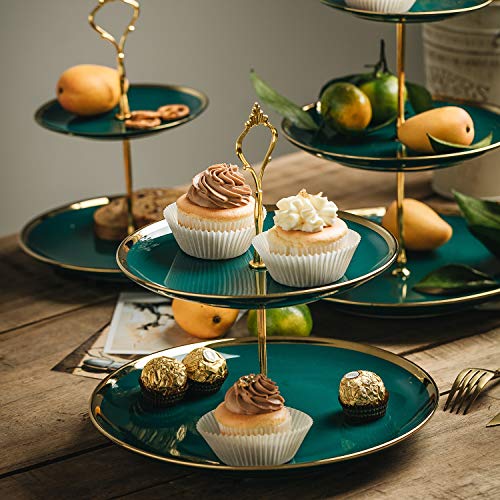 INONE 3 Tier Serving Tray, Tiered Serving Stand, Cupcake Stand Dessert Platter for Tea Party, Wedding