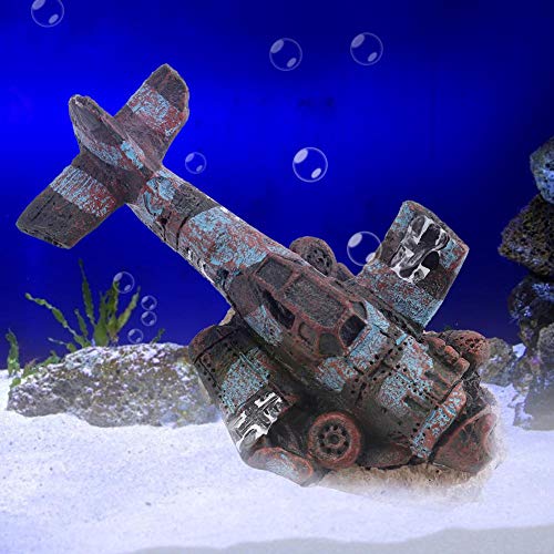 Pssopp Aquarium Plane Decorations Simulation Aircraft Wreck Decoration