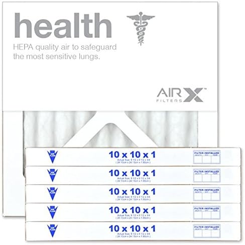 AIRx Filters Health 10x10x1 Air Filter MERV 13 AC Furnace Pleated Air Filter Replacement Box of 6, Made in the USA