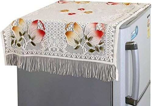 Nisol White Floral Croatia Refrigerator Top Cover