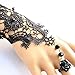 Abeillo Fashion Elegant Bridal Women Beaded Embroidered Lace Flower Bangle Bracelet with Ring Wedding Party (Black)