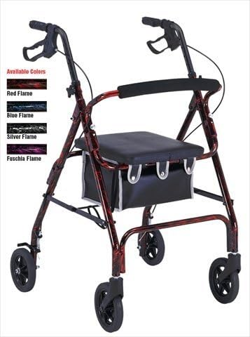 Rollator Rolling Walker Frame Color: Red Flame