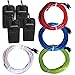 4 Pack - TDLTEK Neon Glowing Strobing Electroluminescent Wire/El Wire(Blue, Green, Red, White) + 3 Modes Battery Controllers