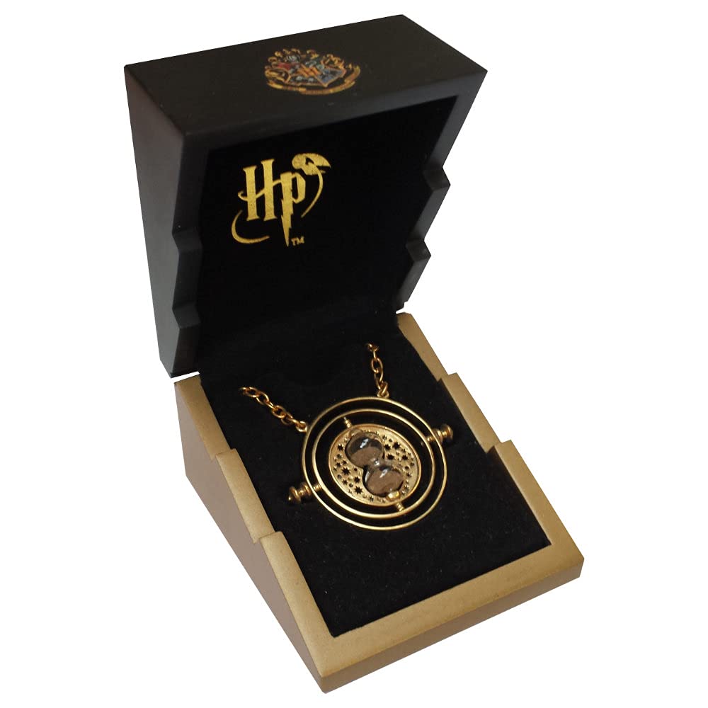 The Noble Collection Harry Potter Hermione’s Time Turner Gold Plated Sterling Silver - Pendant with 18" Chain & Display Box - Officially Licensed Film Movie Props