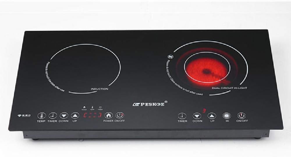 Dual zone Induction hob Ceramic Hob Cooker 2200W Embedded or external ，Black Glass Hot Plate Cooktop with Senior Sensor Touch Control,Induction hob and electric ceramic stove
