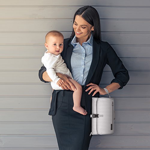 Hopscotch Portable Changing Pad | 3 Pocket Clutch | Diapering Bag Travel Kit | Waterproof Diaper Changing Station with Cushioned Mat for Baby or Toddler  - Thumbnail 4