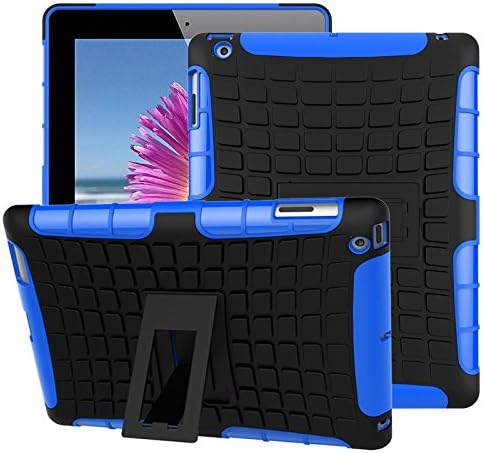 iPad 2 Case,iPad 3 Case,iPad 4 Case, TOODAY Ultra Premium Slim Hybrid Heavy Duty Armor Protection Cover Anti Slip Kids Friendly Shockproof Silicone Protective Cover for Apple iPad 2/3/4 (Blue)