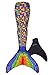 Fin Fun Mermaid Tail, Reinforced Tips, Monofin, Rainbow Reef, Size Adult S