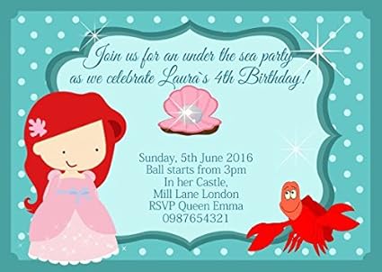 10 X La Sirenetta Personalised Children Per Festa Di Compleanno Inviti E Biglietti Di Ringraziamento Amazon It Cancelleria E Prodotti Per Ufficio