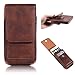 Esing Universal Phone Faux Leather Holster with Card Slot Rotation Belt Clip (6.3 Brown)