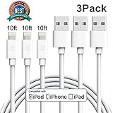 iPhone Charger 10FT Cablex Lightning Cable Extra Long USB Charging Cord Compatible with iPhone X 8 Plus 8 7 Plus 7 6 6S 6 Plus 5S SE iPod iPad Mini Air Pro-White