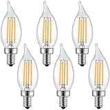 LETO CA11 4W Candelabra LED Bulbs Dimmable ,UL Listed-40W Light Bulbs Equivalent,LED Warm White 2700K Chandelier LED Bulb,E12 Candelabra Base,6-Pack