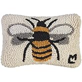 Chandler 4 Corners Artist-Designed Bumblebee Hand-Hooked Wool Decorative Petite Throw Pillow (8 in x 12 in) Garden Pillow for Couches &amp; Beds - Low Maintenance Nature, Garden Honey Bee Home D&eacute;cor