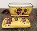 ACK Decor Grape Desing Tuscany Wine Hand Painted Ceramic Collection Bread Box with Rubber Seal, Bread Storage Container, Kitchen Decor Organizer