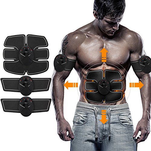 Bauchmuskeltrainer Neue Wireless Smart Bauchmuskeln Fitness Gerät Bauchmuskeltrainer Elektrostimulation Massagegerät EMS-Training Muskelaufbau und Fettverbrennung (schwarz) Creti