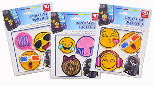 9 Piece Embroidered Emoji Adhesive Sticker Patches