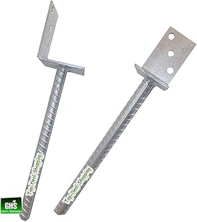 ghs 4-er Set Betonanker Pfostenträger L-Form mit Steindolle, 40 cm lang