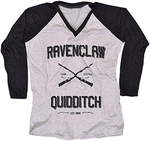 Harry Potter Women T-Shirt Ravenclaw Quidditch shirt Everytees Long Sleeve Baseball Raglan Gift for Women Small