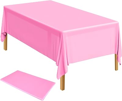 ELECLAND Pink Plastic Table Cover 137 x 274 cm Rectangle PEVA