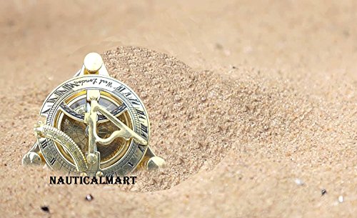 Maritime Collectible Sundial Compass Vintage Navigational Compass Shiny Brass