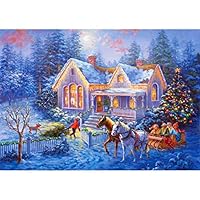 5D Diamond Painting by Number Kits Full Drill for Adults Kids,Craft Rhinestone with Diamonds Set Arts Decor Christmas Snow Scene 15.7x11.8in 1 Pack by Toyvip