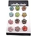 L'VOW Small Size 1.8cm Silver Crystals Flower Brooches Corsage Bouquet Decor Pack of 12 (Colorful)