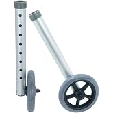 2Pack Universal 5" Walker Wheels Replacement - Height Adjustable Front Walker Wheels with Anti-Slip PU Tires, Aluminum Alloy Tube, Compatible with Most Walker - Walker Accessories &amp; Replacement Parts