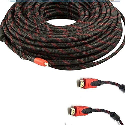CableVantage HDMI Cable 2.0 75 FEET, Ultra-High Speed Supports Ethernet Audio Return ( ARC ), Bandwidth up to 18Gbps, 3D HD 1080p Ready, 75ft Braided Nylon Cable Cord Gold Plated Red