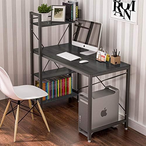 Tower Computer Desk with 4 Tire Shelves 47.6 inch Wirting Study Table