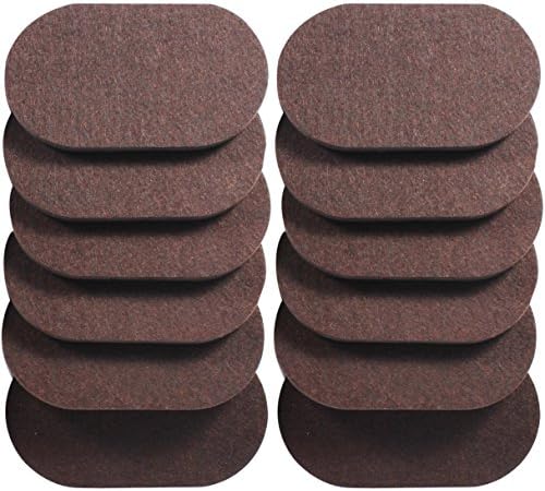 Liyic 12 Pack 6in. X 3.5in.Reusable Brown Oval Felt Furniture Sliders for Hard Surfaces.Premium Heavy Furniture Movers for Wooden Floor,Furniture Felt Slider Heavy Duty Felt Sliders Hard Floor Slider