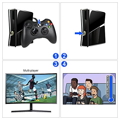Wired PC Controller, Wetoph GD03 USB Gamepad with Headset Slot for Xbox 360 and PC(Windows XP/7/8/10) Third party product-Black