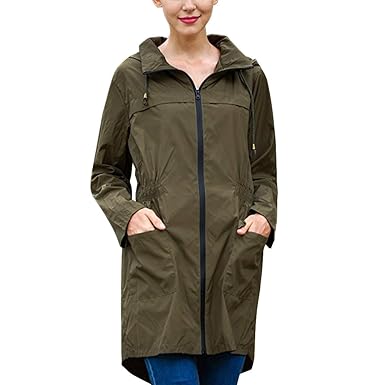 Dehots Damen Regenjacke Windjacke Regenmantel Regenparka ÜbergangsJacke Tasche Funktionsjacke Wasserdichter Kapuzenjacke Mit 