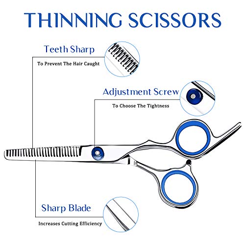 Hair Cutting Scissors Professional Salon Barber Scissors Thinning Scissors for Cutting Hair Hairdressing Scissors Set with Nylon Cape and Comb for Men/Women
