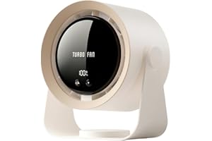 Refluxe Desk Fan, USB Rechargeable Quiet Desktop Fan with 5400mAh Battery & LED Display, Adjustable Speed Control, 90° Tilt H