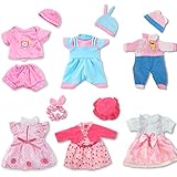 ARTST Doll Clothes,12 inch Baby Doll Clothes[6 Sets](Include 4 Hats + 1 Bowknot ) for 10 inch Dolls /11 inch Baby Dolls/ 12 inch Baby Dolls/14 inch American Girl WellieWishers Doll