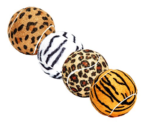 Unique Dog Fetch Squeaker Balls Animal Prints 4 Pack