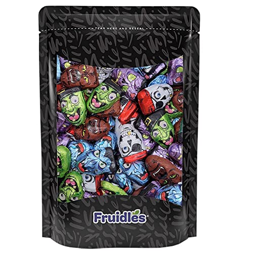 FRUIDLES HALLOWEEN MONSTER FACES MUMMIES, TRICK-OR-TREAT PARTY BAG FILLERS, INDIVIDUALLY WRAPPED IN MULTI-COLOR EYE DESIGN FOILS, KOSHER CERTIFIED (HALF-POUND)