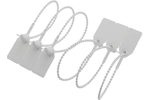 PZRT 20pcs Plastic High Security Seal With Metal Insert Adjustable Self-Locking Pull Tight Cable Ties Tags Disposable Wire Padlock for Cargo Container Seal Lock White