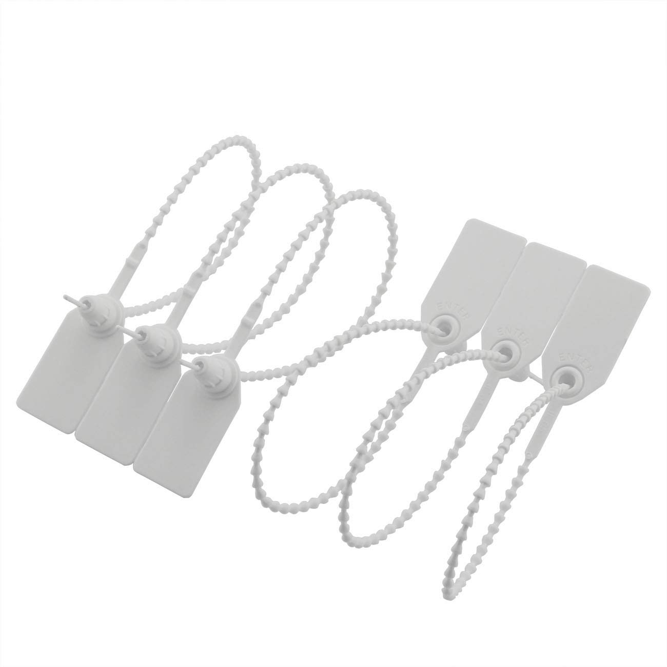 PZRT 20pcs Plastic High Security Seal With Metal Insert Adjustable Self-Locking Pull Tight Cable Ties Tags Disposable Wire Padlock for Cargo Container Seal Lock White