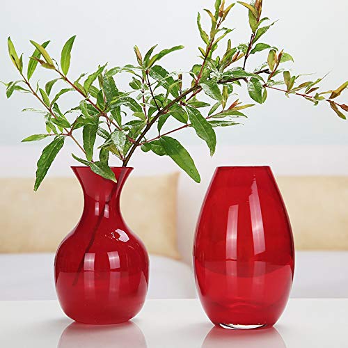 GT Flower Vase Glass Elegant Red Vase Decorative Handmade Color Glass