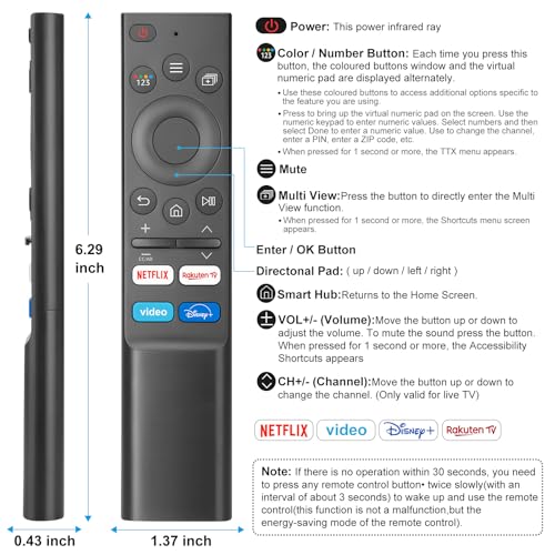 Universal for Samsung Smart TV Remote Control, Latest Updated Infrared Samsung Remote Control with Quick Buttons
