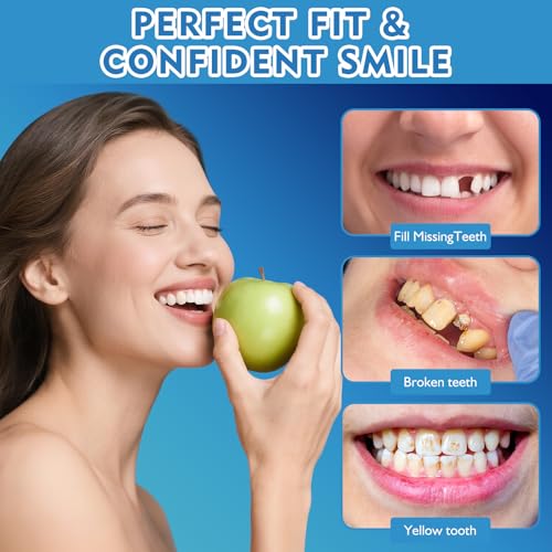 Moldable False Teeth - Veneers Teeth for Women & Men, Silicone Dentures Set for Both Upper and Lower, Temporary Dentures DIY at Home Within Minutes Fix Your Smile-001