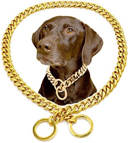 Luxury Dog Choke Collar Slip P Chain - 12mm Stainless Steel Heavy Duty Dog Curb Chain Necklace - Best for Small Medium Large Breeds