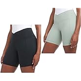 Danskin Women's 2 Pack Cross Waist Bike Shorts