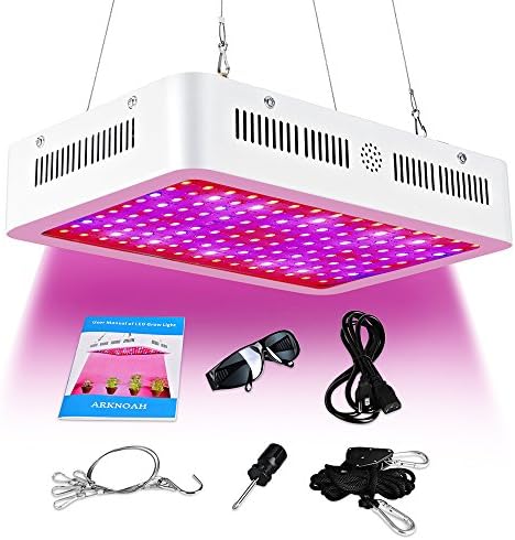 ARKNOAH 300W Full Spectrum LED Grow Light with UV IR for Hydroponic Indoor Greenhouse Grow Tent Garden Plants Growing in Veg and Flowering Stages (White)
