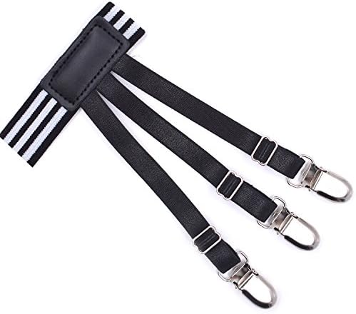 Shirt Stays Garter for Men Holder Straps Suspenders with 3 Non-slip Locking Clamps
