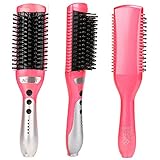 ACEVIVI Hair Straightener Brush Electric Heating Ceramic Straightening Instant Magic Silky Hair Styling Comb(Pink)